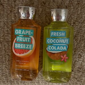 Bath and body shower gel set in grapefruit breeze and fresh coconut colada